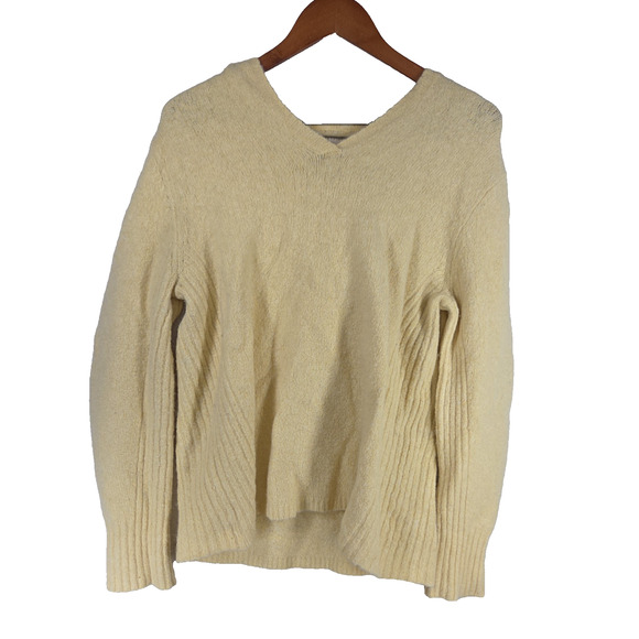 Lane Bryant Pullover Sweater Womens Yellow 22/24 Wool Cable Knit Hooded Cold - Picture 1 of 14